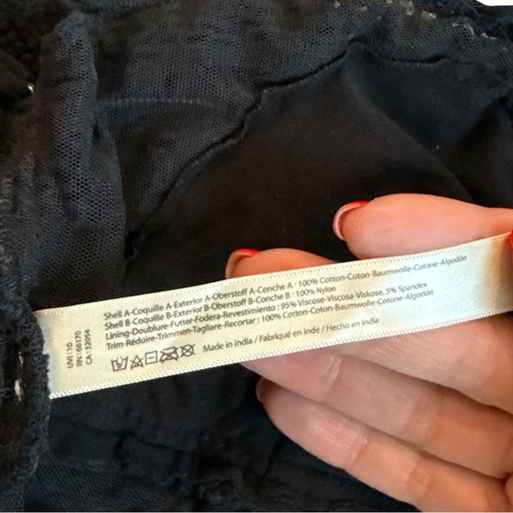 NWOT Free People FP One Lyra Bralette Black Smocked Boho Festival Medium - Picture 6 of 6